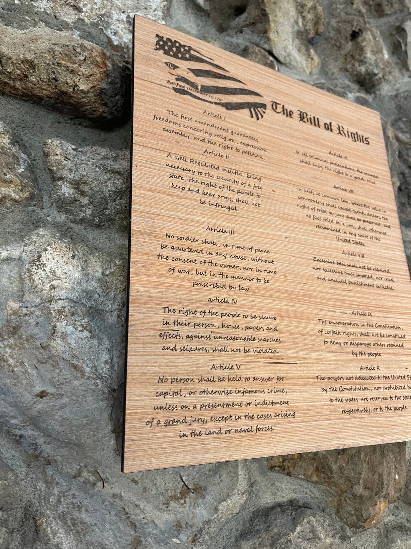 Bill of Rights Wood Sign – Laser-Engraved Patriotic Wall Art for Home Decor Featuring the First Ten Amendments, motivational, inspirational signs