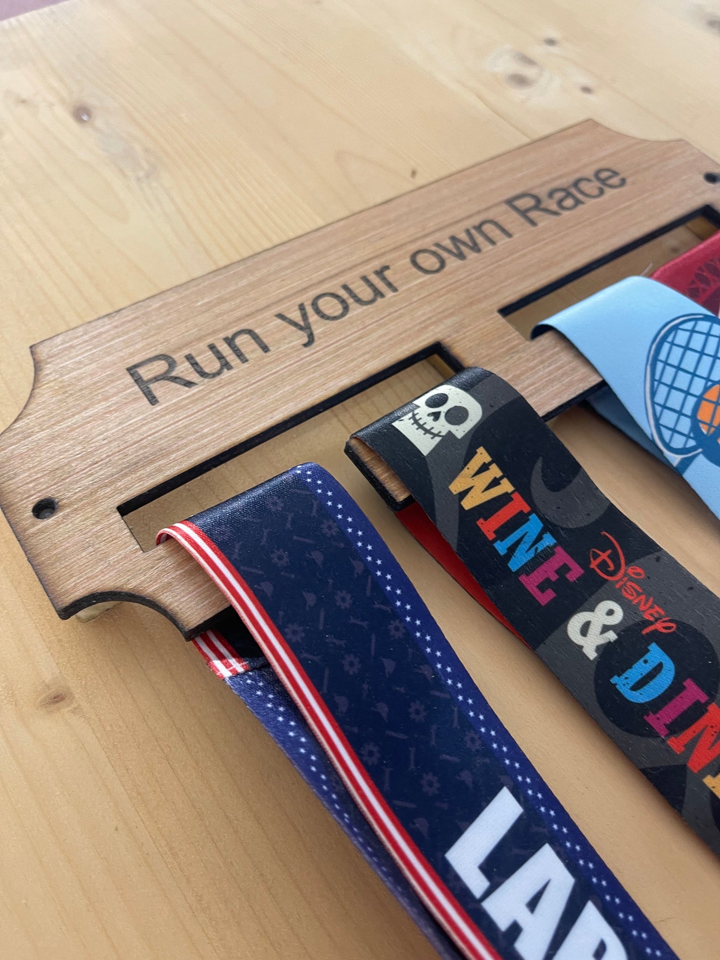 Conquor yourself Wooden race medal hanger/holder