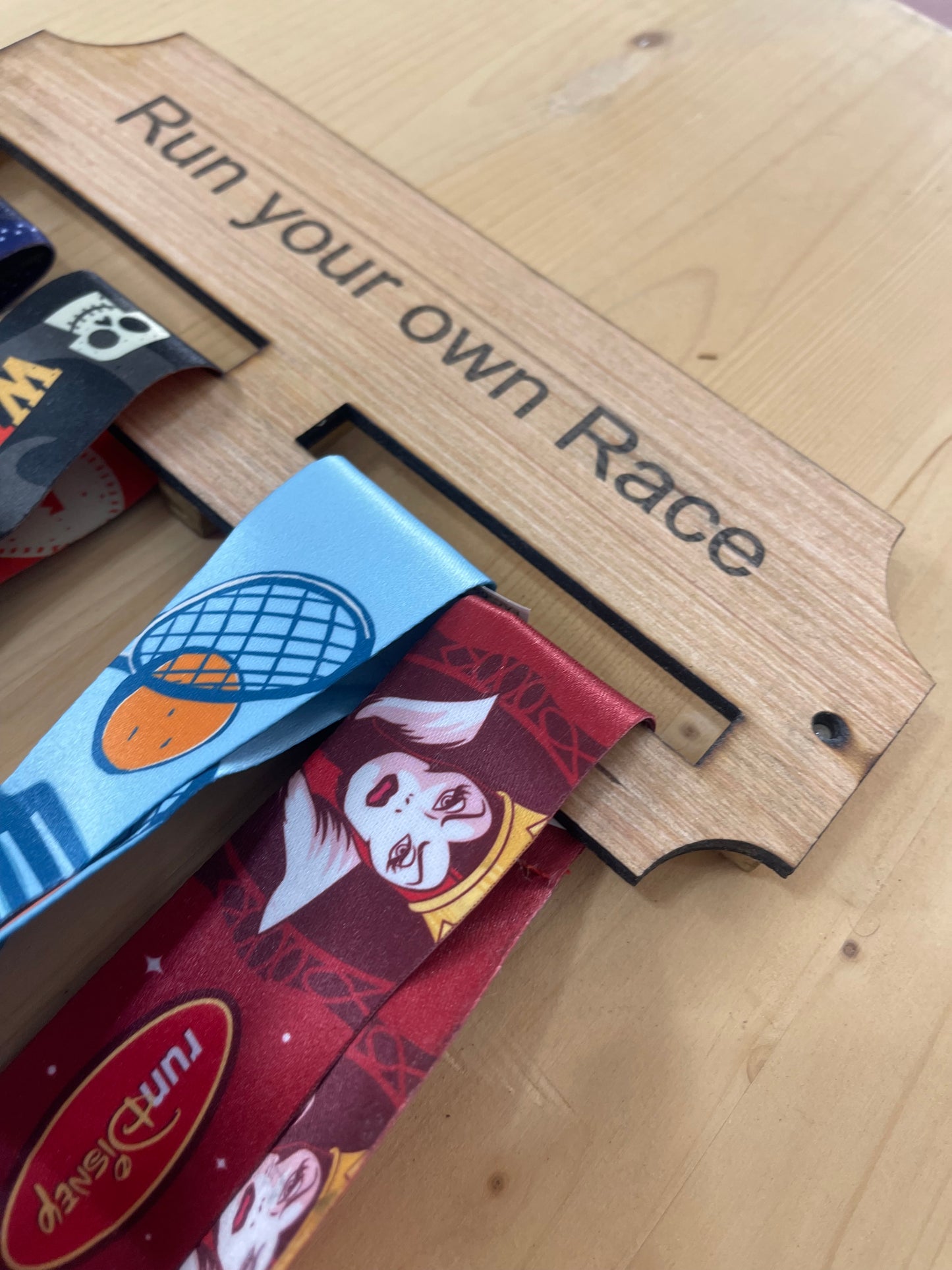 Wooden race medal hanger/holder run your own race