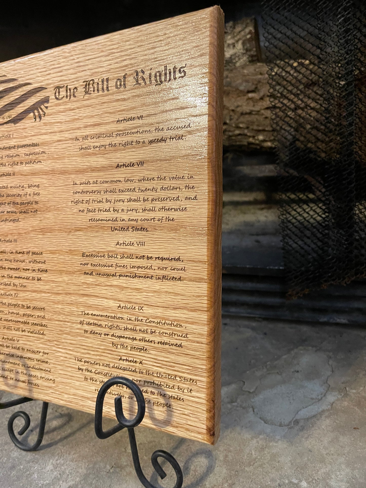 Bill of rights plaque rustic home decor