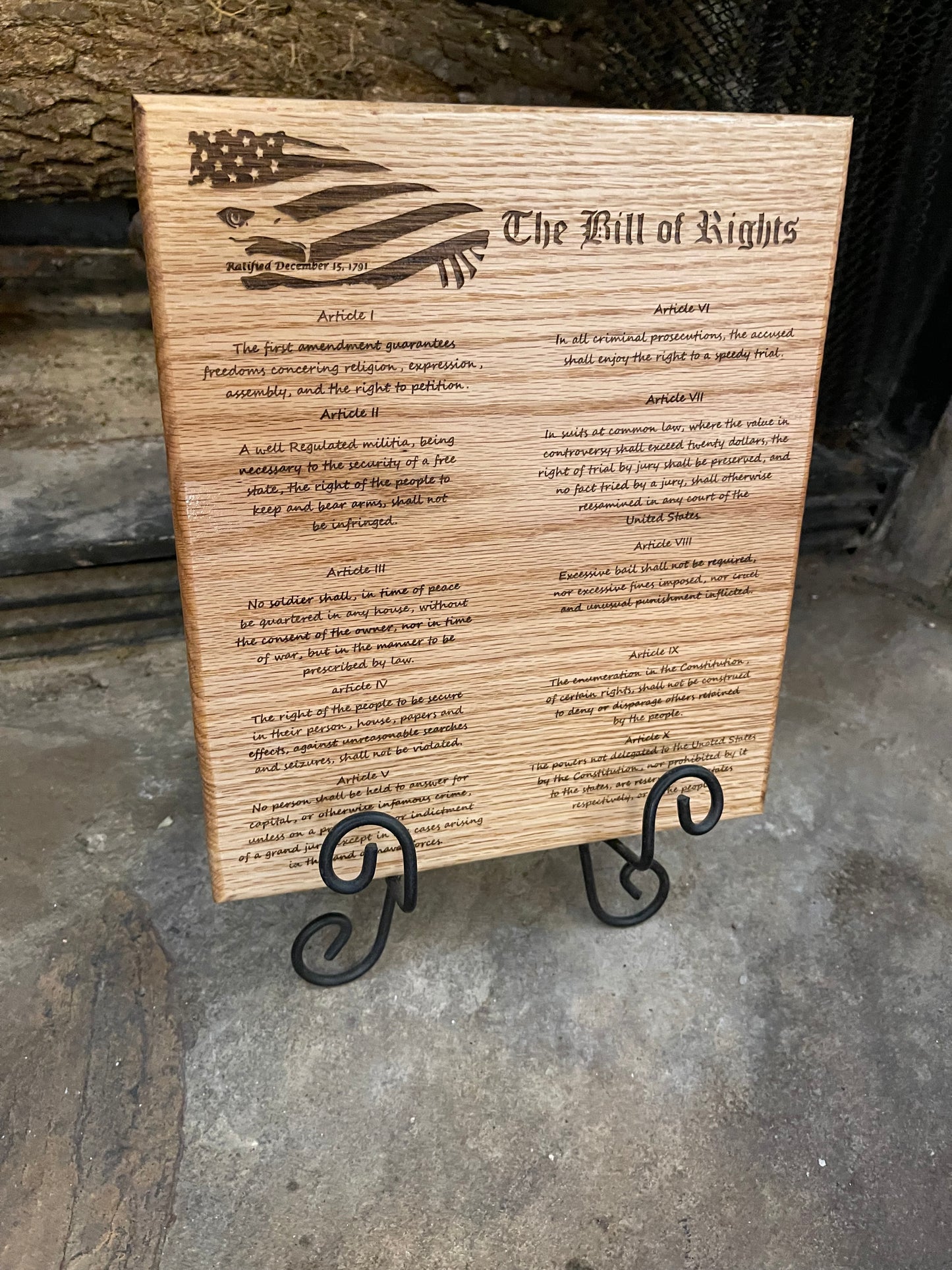 Bill of rights plaque rustic home decor