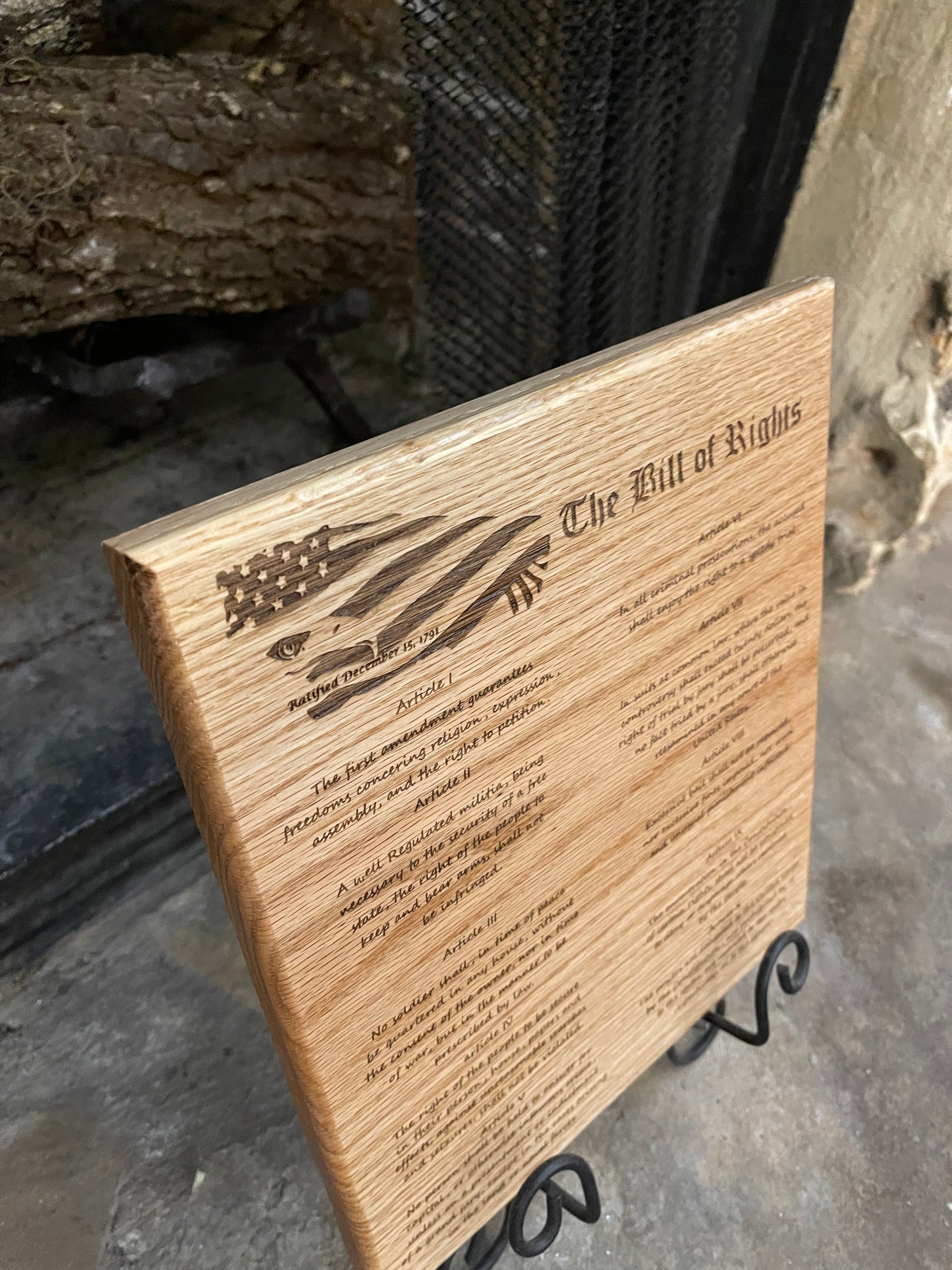 Bill of rights plaque rustic home decor