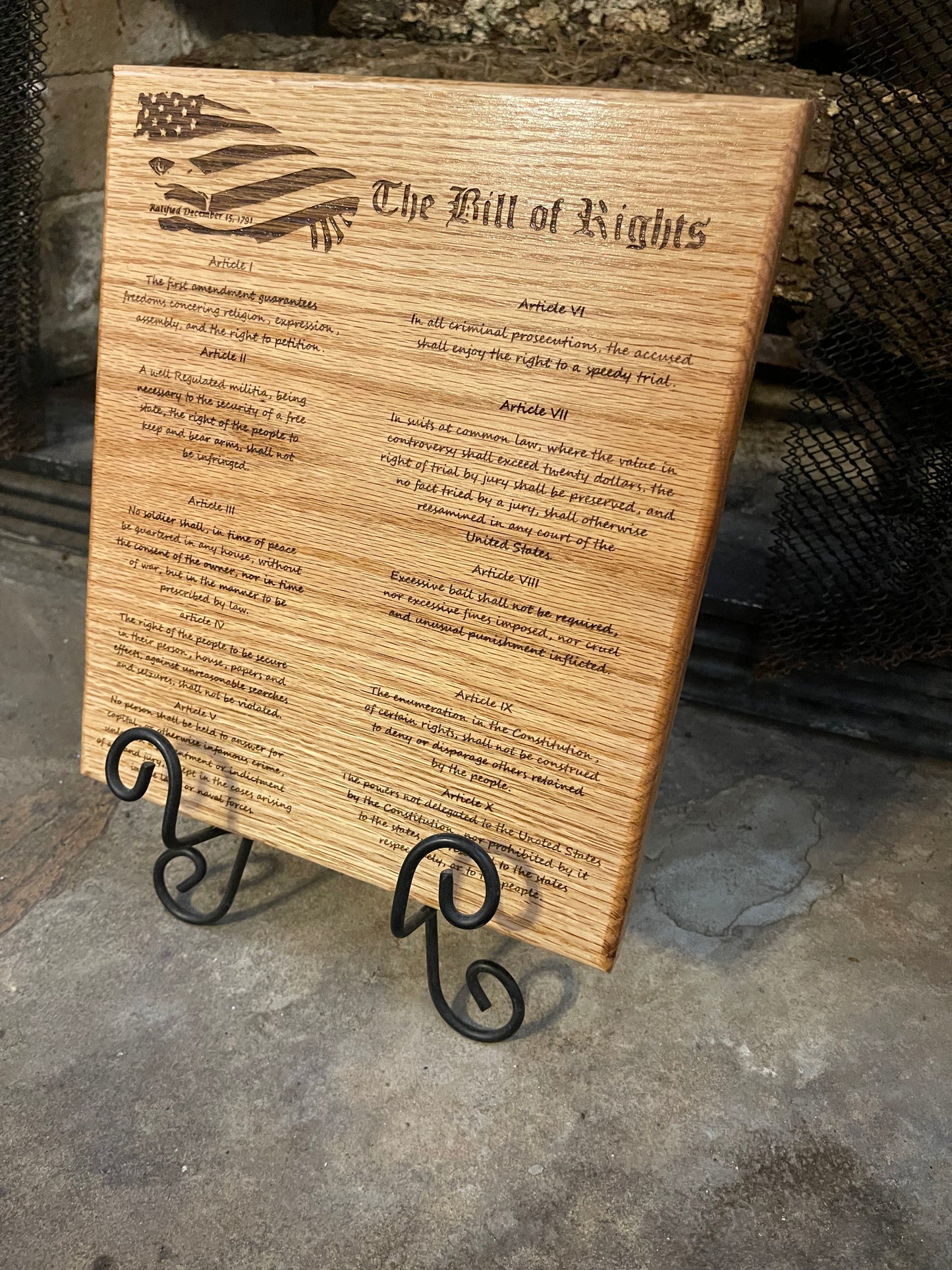 Bill of rights plaque rustic home decor