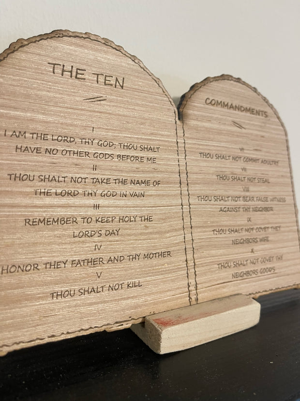 10 Commandments desktop wood burnt display sign wood art 