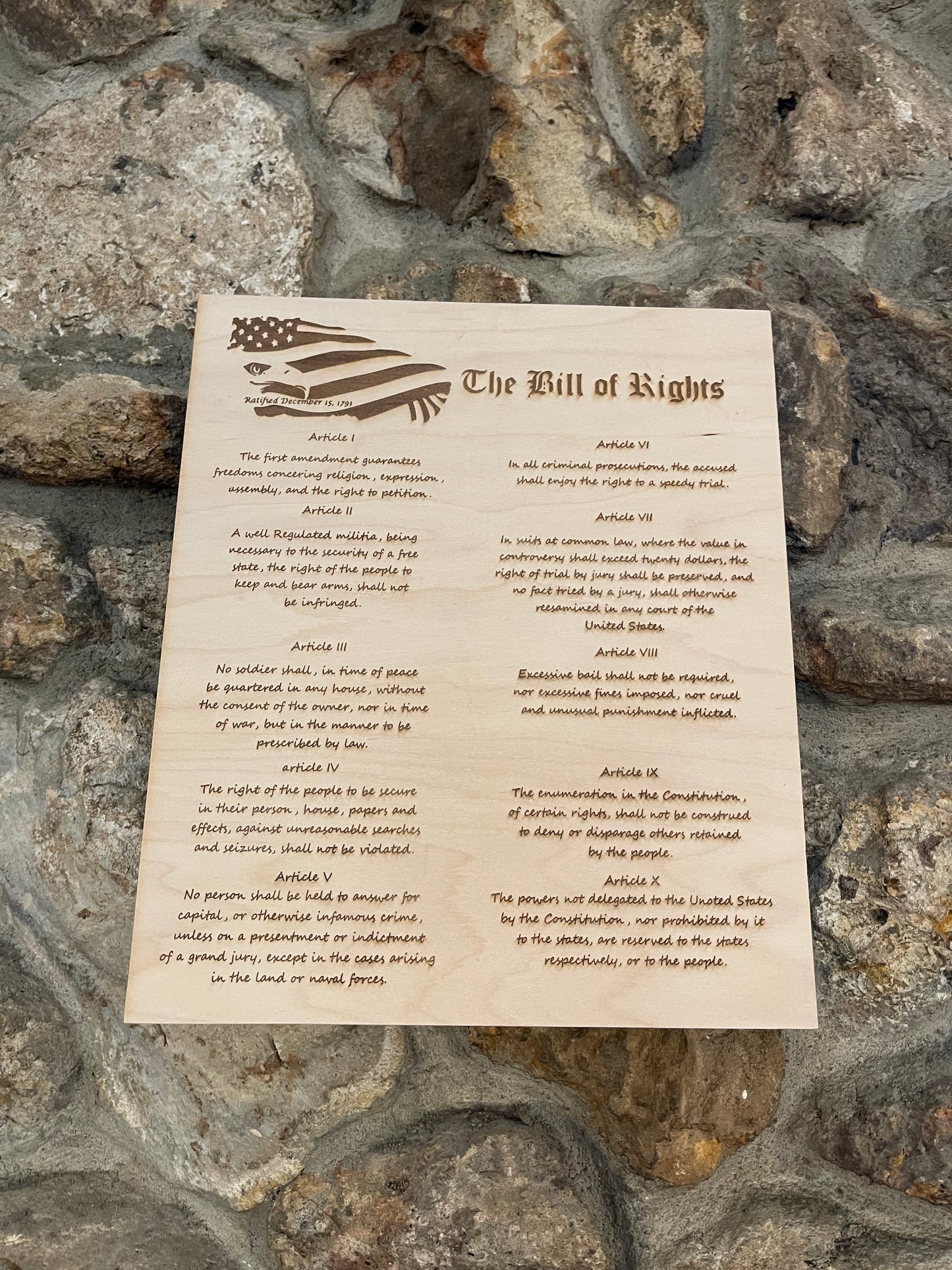 Bill of Rights Wood Sign – Laser-Engraved Patriotic Wall Art for Home Decor Featuring the First Ten Amendments, motivational, inspirational signs