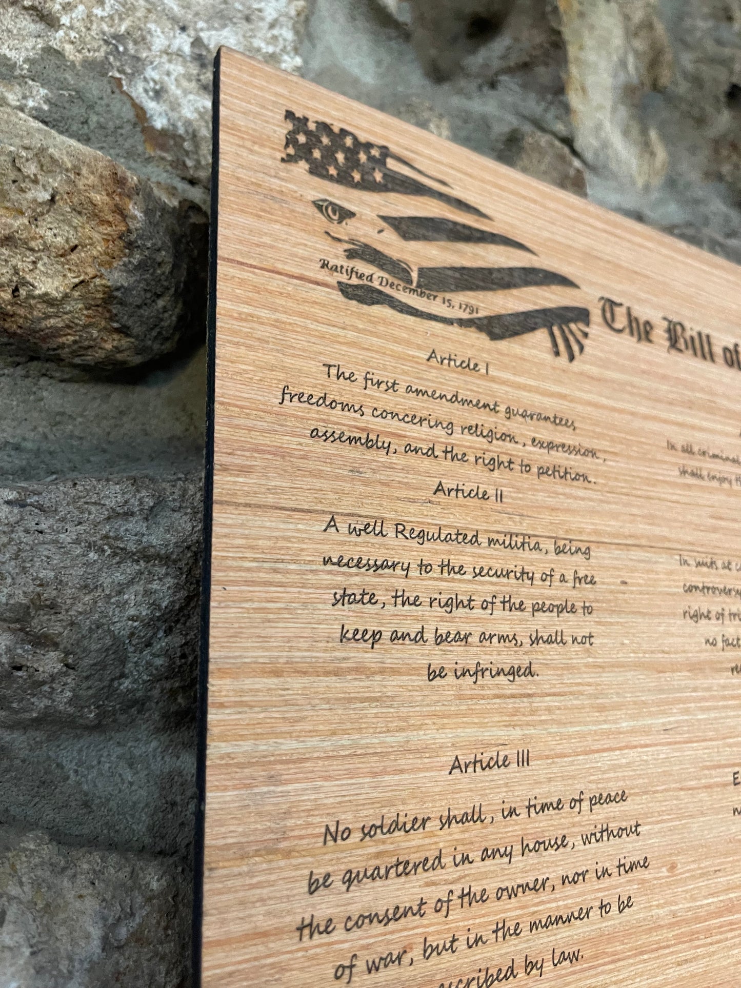 Bill of Rights Wood Sign – Laser-Engraved Patriotic Wall Art for Home Decor Featuring the First Ten Amendments, motivational, inspirational signs