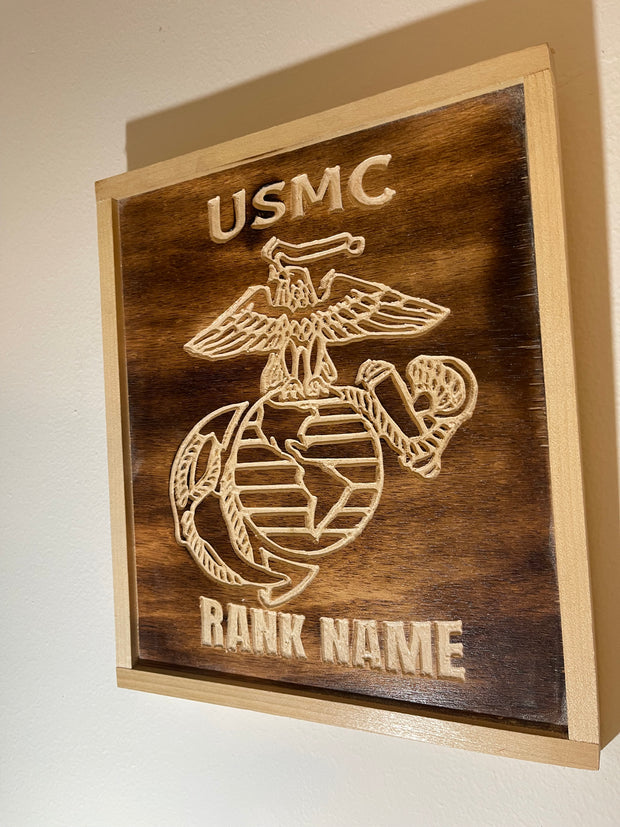 Custom Marine Corps rank/name plaque with ega