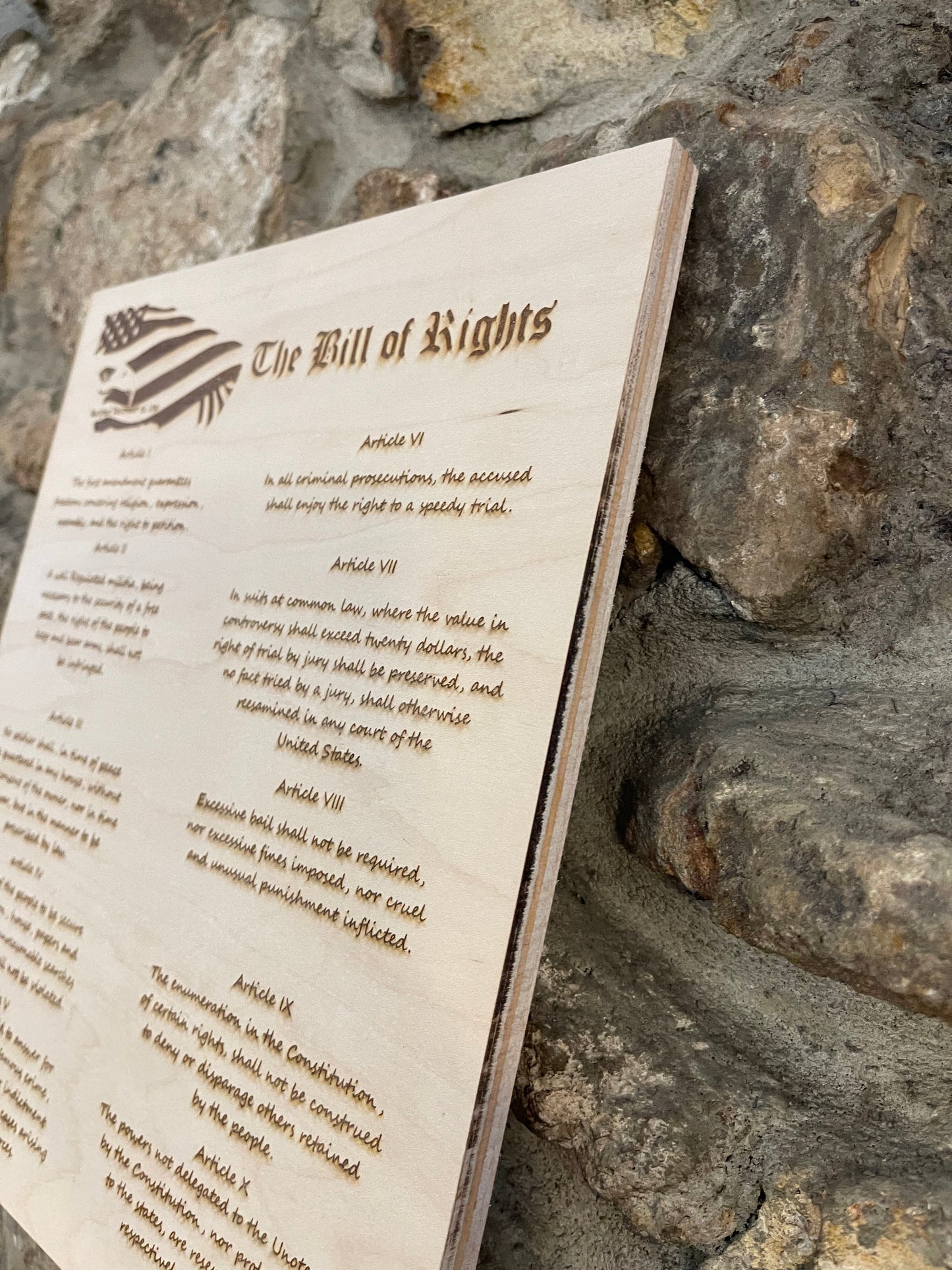 Bill of Rights Wood Sign – Laser-Engraved Patriotic Wall Art for Home Decor Featuring the First Ten Amendments, motivational, inspirational signs