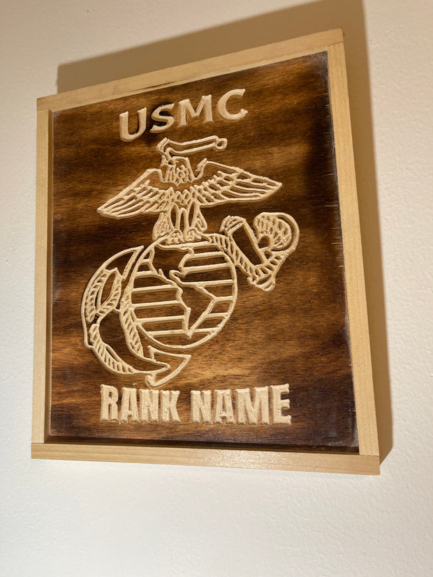 Custom Marine Corps rank/name plaque with ega