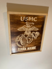 Custom Marine Corps rank/name plaque with ega