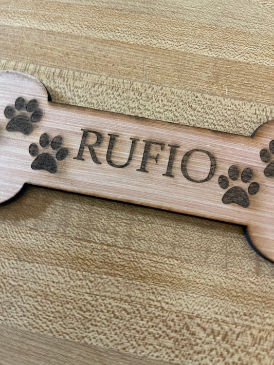 Personalized Wooden Dog Bone Name Sign – Custom Pet Name Plaque