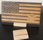 American Flag with Marine Corps EGA logo Burnt in