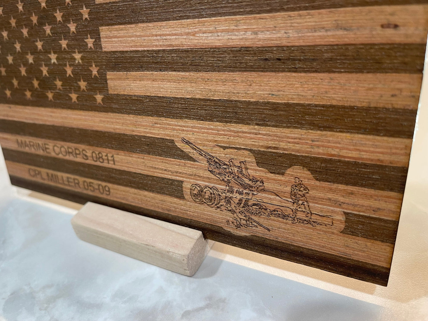 American flag with Marine Corps EGA oak