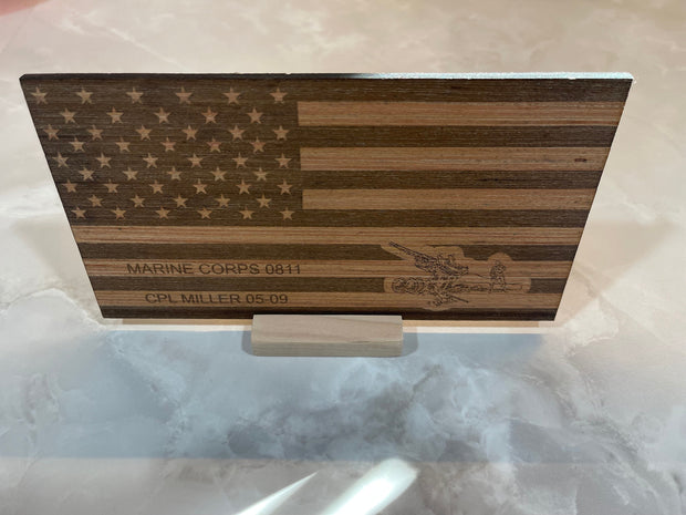 American flag with Marine Corps EGA oak