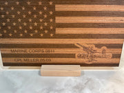 American flag with Marine Corps EGA oak