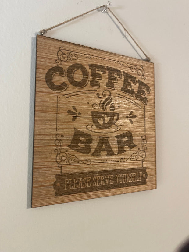 Coffee bar kitchen nook wall sign cozy home