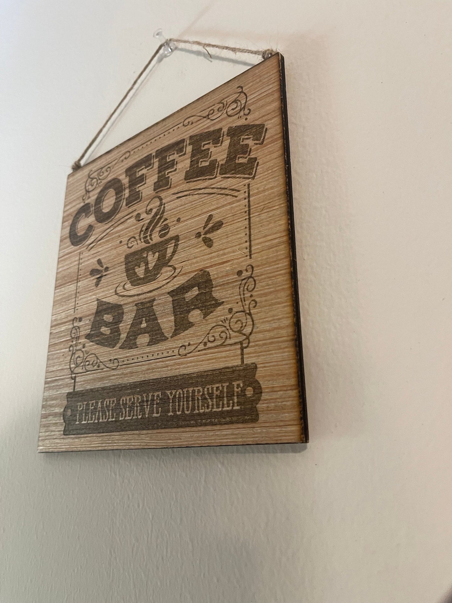 Coffee bar wood sign